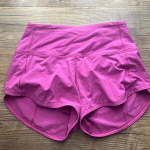 Lululemon Hot Pink High-Rise Speed Up Shorts Size 2 Running Gym